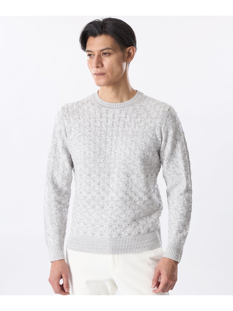 【SALE／15%OFF】ジグザグミックスニット EPOCA UOMO エポカ トップス ニット グレー ホワイト【RBA_E】【送料無料】[ Fashion]