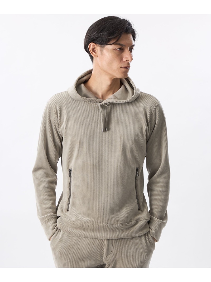 【SALE／20%OFF】【セットアップ相応う】ストライプフリースパーカ EPOCA UOMO エポカ トップス パーカー・フーディー 米国海軍 ベージュ【RBA_E】【貨物輸送無料】[ Fashion]