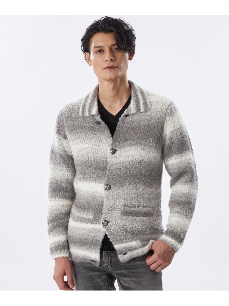 【PRIMA COLLECTION】アルパカブークレカーディガン EPOCA UOMO エポカ トップス ニット グレー ブラック【送料無料】[ Fashion]