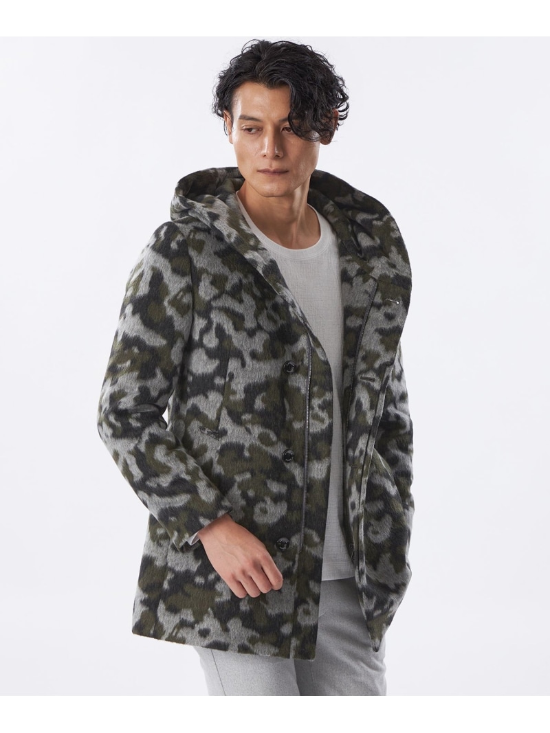 【PRIMA COLLECTION】カモフラフーデッドコート EPOCA UOMO エポカ ジャケット・アウター 余分の物のジャケット・アウター 薄墨色【貨物輸送無料】[ Fashion]