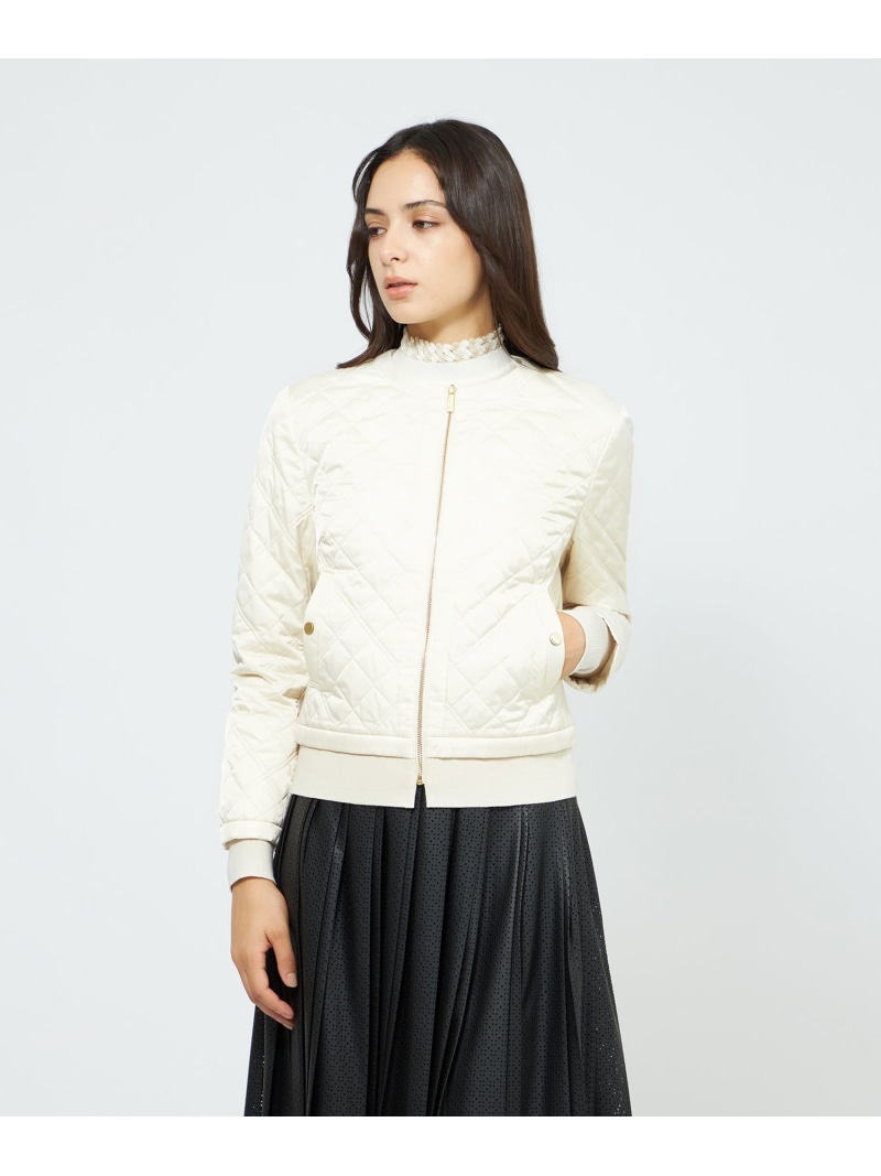 【SALE／20%OFF】サテンキルト ノーカラージャケット EPOCA エポカ ジャケット・アウター ノーカラージャケット ホワイト グリーン【RBA_E】【送料無料】[ Fashion]