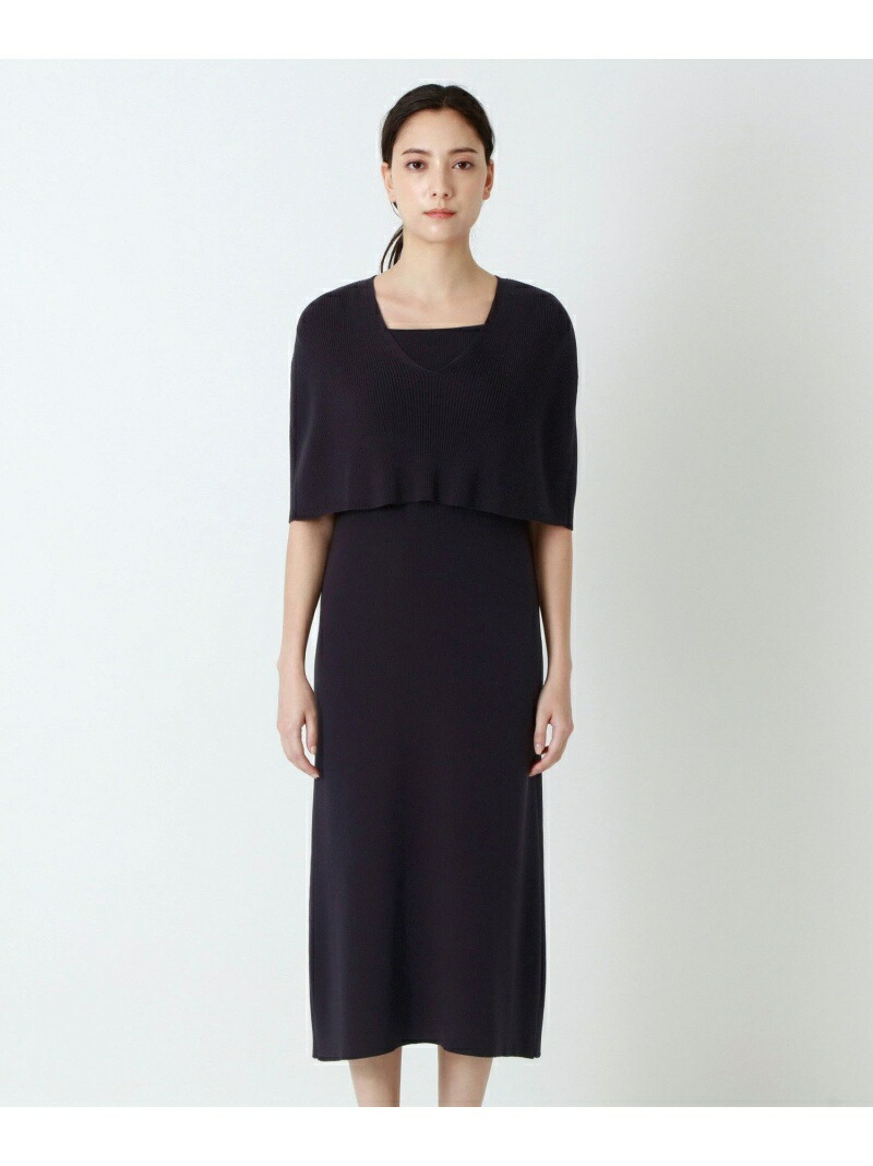 100 正規品 ワンピース ショップ ザ エポカ Epoca ケープ付きドレス キュプラストレッチ ワンピースその他 Fashion ブラック 送料無料 Rakuten ネイビー Dj4866