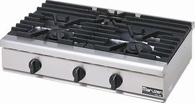 マルゼンNEWパワークックガステーブルコンロ型式:RGC-096(H)D(旧RGC-096(H)C)寸法:幅900mm 奥行600mm 高さ200(250)mm送料:無料 (メーカーより)直送保証:メーカー保証付トップバーナー大φ165×2、小95φ×1|空調・店舗・厨房センター