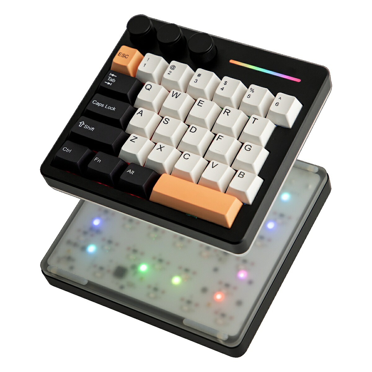 【貨物輸送無料】 KiiBOOM Cybrix 29 片手鍵盤 弾丸道路相応う有線ゲーミングキーボード 8KHzポーリング 軽銀 アクリルカスタムキーボード 3つのプログラマーブルノッブ 磁気取り替えっこ 合わせる能力のあるアクチュエーション RGBうしろ側点火装置 FR4一皿積み上げる