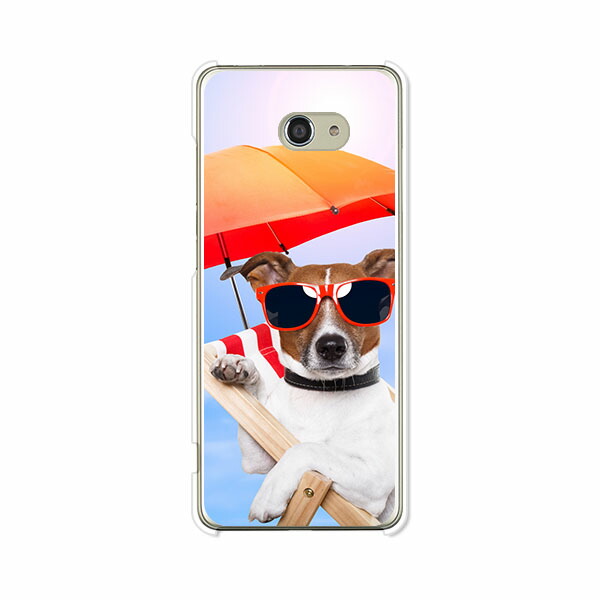 かんたんスマホ2 A001KC/BASIO4 KYV47 共通ケース/カバー 【サマーわんこ クリアケース素材】ベイシオ4ケース KYV47カバー  簡単スマホ2 携帯ケース au UQmobile ワイモバイル シムフリー 携帯カバー｜デザインスマホケースのE・P・S