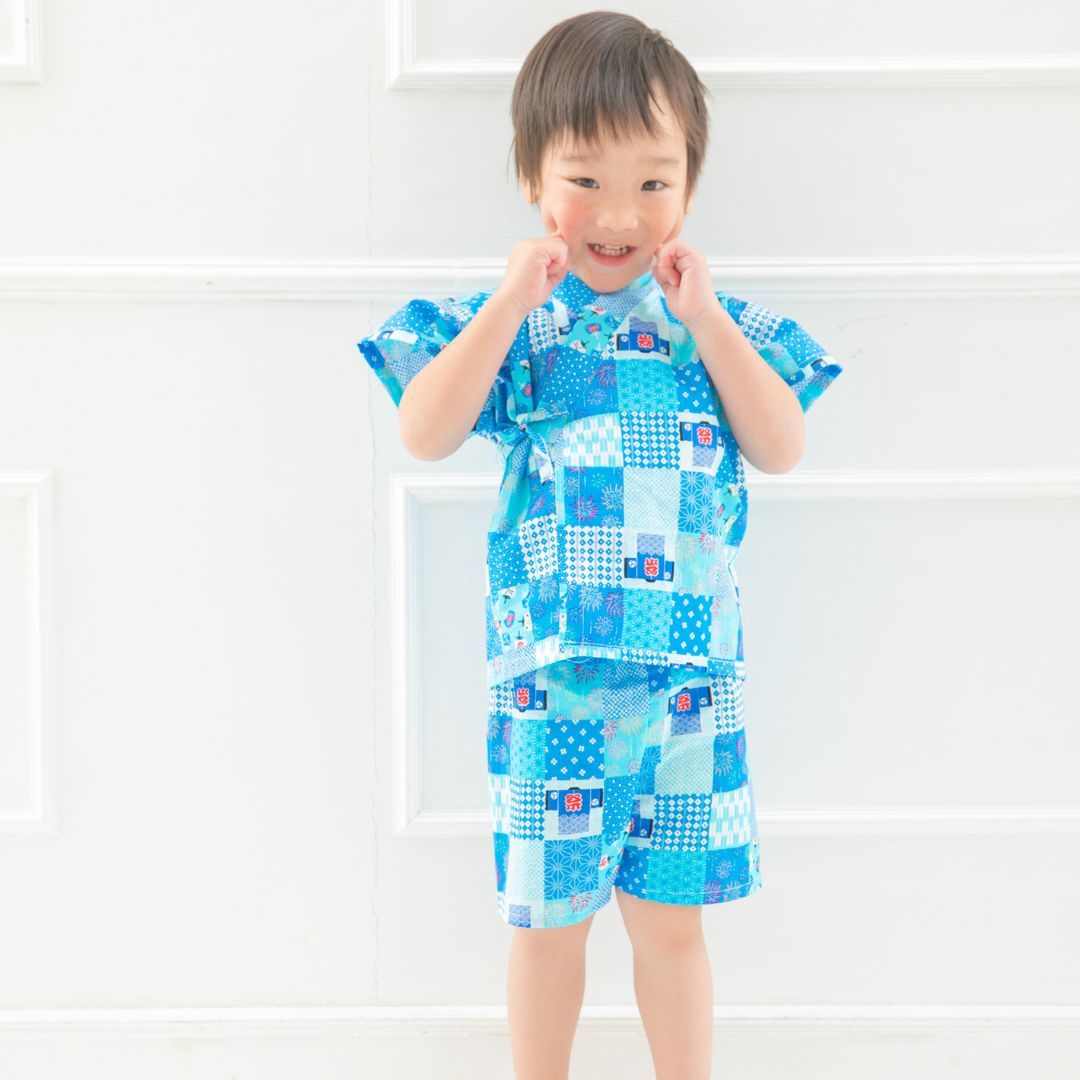 市場 甚平 かわいい 90cm 80cm 95cm ベビー 安全 夏祭り 花火 青 キッズ 子供 春 女の子 日本製 安心 ブルー 男の子 お祭り イベント おしゃれ 夏 高品質