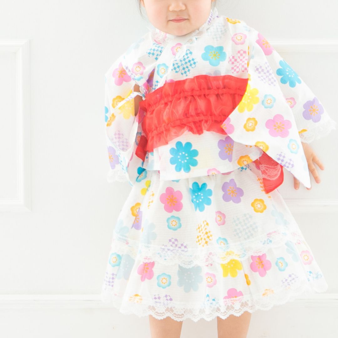 市場 浴衣 おしゃれ 80cm スカート 3点セット 花火 子供 帯付き 女の子 夏祭り 花柄 幼児 95cm 90cm 幼稚園 かわいい 保育園 園児