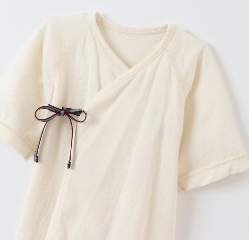 市場 短肌着 高品質 子供 肌着 女の子 綿素材 男の子 紐付き 赤ちゃん 新生児 パープル 日本製 50cm 紫 ベビー キナリ 安全 安心 60cm