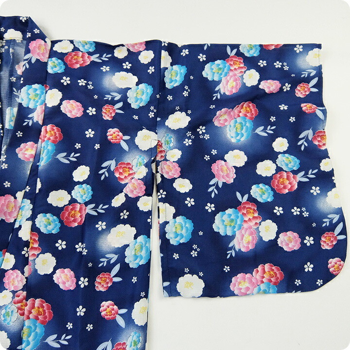 浴衣 2点セット 夏祭り お祭り 花火 ブルー 女の子 紺 お花 子供 140cm ネイビー 中学生 おしゃれ かわいい 青 150cm 小学生