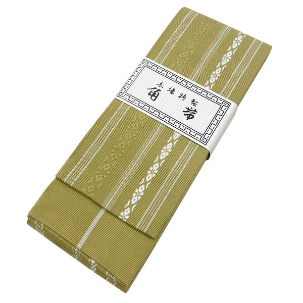 楽天市場】男性用 角帯【綿 からし色 マスタード×白 献上柄