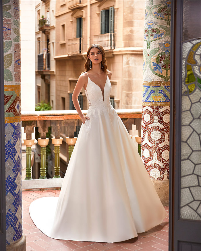 ウェディングドレス セミオーダー サイズカスタマイズ可 手作り Aライン wedding dress 花嫁 挙式 結婚式 披露宴 二次会 ブライダル ws3164