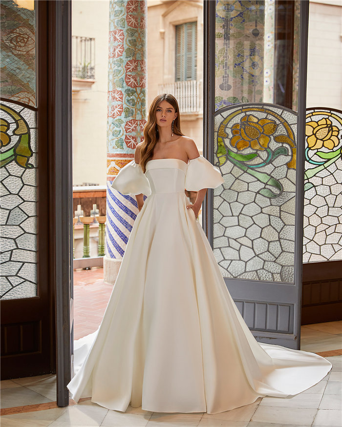 ウェディングドレス セミオーダー サイズカスタマイズ可 手作り Aライン wedding dress 花嫁 挙式 結婚式 披露宴 二次会 ブライダル ws3166