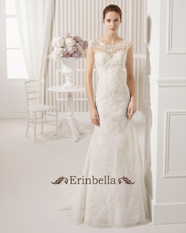 Erinbella Wedding Dress Mermaid Line Mermaid Boat Neck