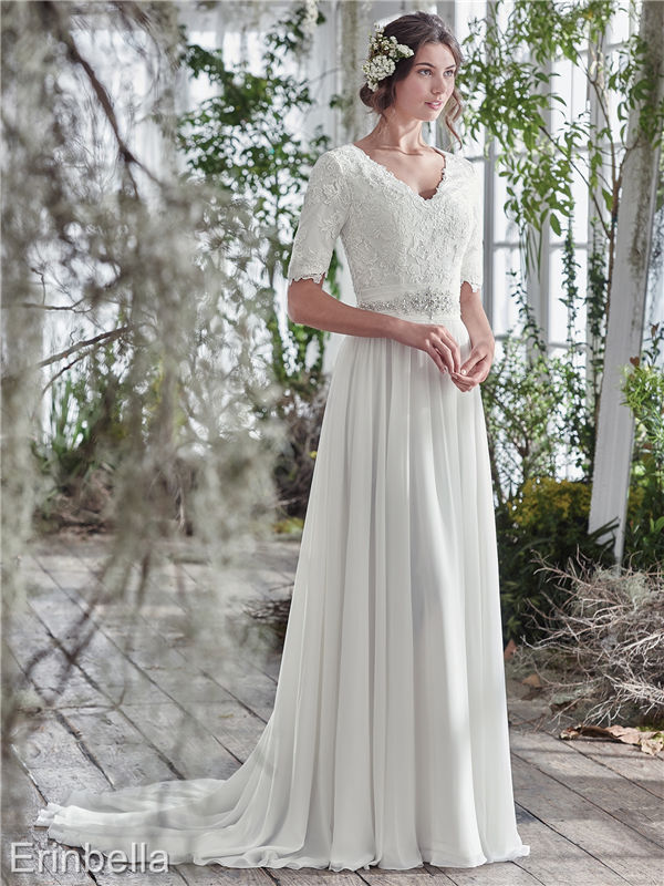 楽天市場】ウェディングドレス ウェディングドレス 袖付き レース袖