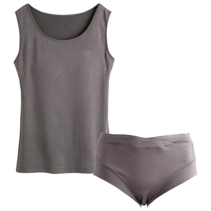 お得なセット シルク カップ付きタンクトップ ゆるラク ストレスフリーショーツ セット レディース グレー M L Butlerchimneys Com