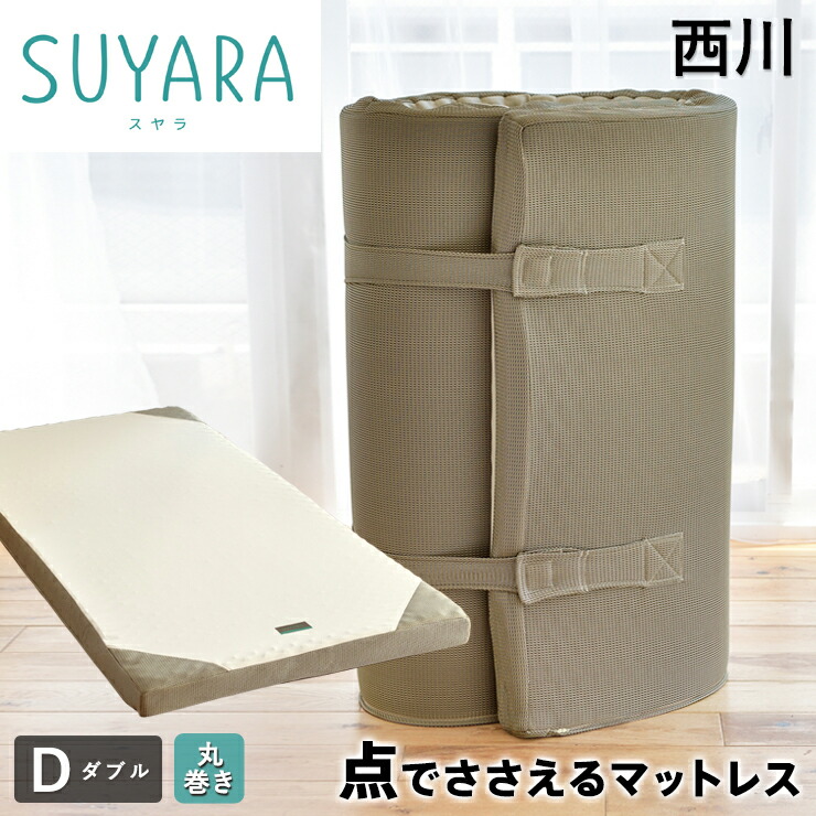 西川 スヤラ SUYARA しっかり厚手の90ｍｍ 敷きふとん suyara 高反発 敷布団 ほどよい硬さ155n 点で支える ダブル マットレス  体圧分散 敷き布団