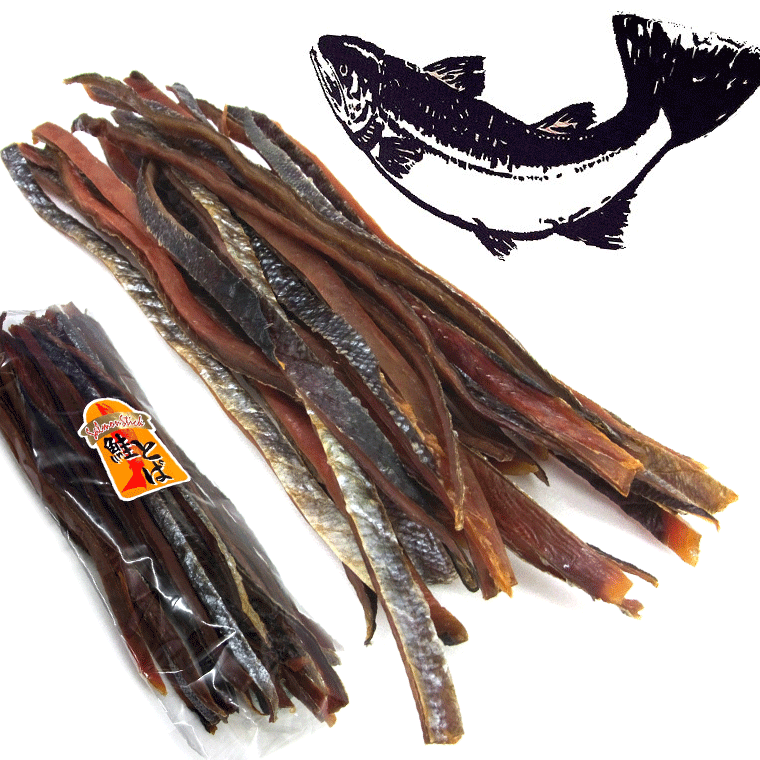 【楽天市場】鮭とば 送料無料 1kg ロング 皮付 鮭とば 1kg 北海道産 業務用 長さ40cmの 懐かしの 鮭とば 長いままの田舎の 鮭 ...