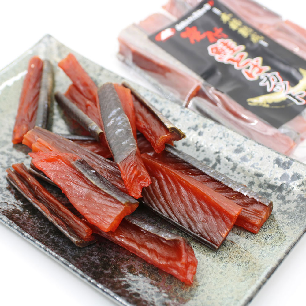 【楽天市場】鮭とば 本格熟成 鮭とば 皮付き燻製 120g 鮭とば プレミアムカット こだわり7cmカット 北海道産 鮭トバ さけとば メール ...