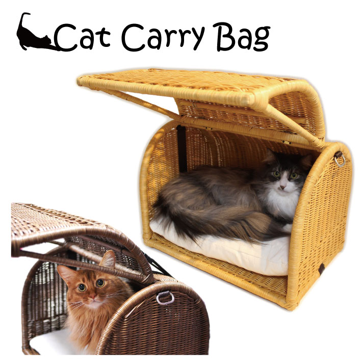 キャットハウス ラタン 持ちはこび臥榻 2WAY 猫住みか 全2色 ねこ住みか 愛玩動物持ちはこび 猫 犬ころ 猫 座布団 ねこキャリーバッグ ねこ臥榻 カルメ焼 赤銅色 貨物輸送無料 同梱不可 差し上げ物 差し上げ物