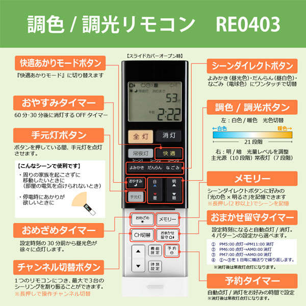 2021年最新海外 ホタルクス NEC RE0403 LEDシーリング用リモコン 快適あかりシーリング メーカー純正品 調色：よみかき-暖色 調光： 明  暗 送料区分B qdtek.vn