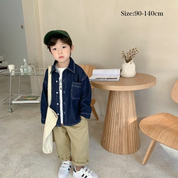 キッズ ベビー服 3色90 140 Kcea051 ゆったり シャツ トップス 可愛い 子供服 春秋 男の子 長袖 大割引 子供服