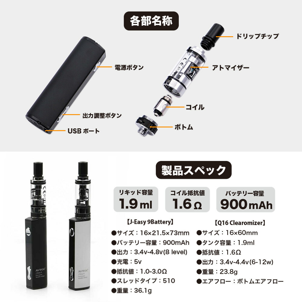 楽天市場 Justfog Q16 Compact Kit ジャストフォグ スターターキット 900mah リキッド2本付き 電子タバコ Vape 正規品 小型 コンパクト ベイプ プ送料無料 Cbd Online 楽天市場店