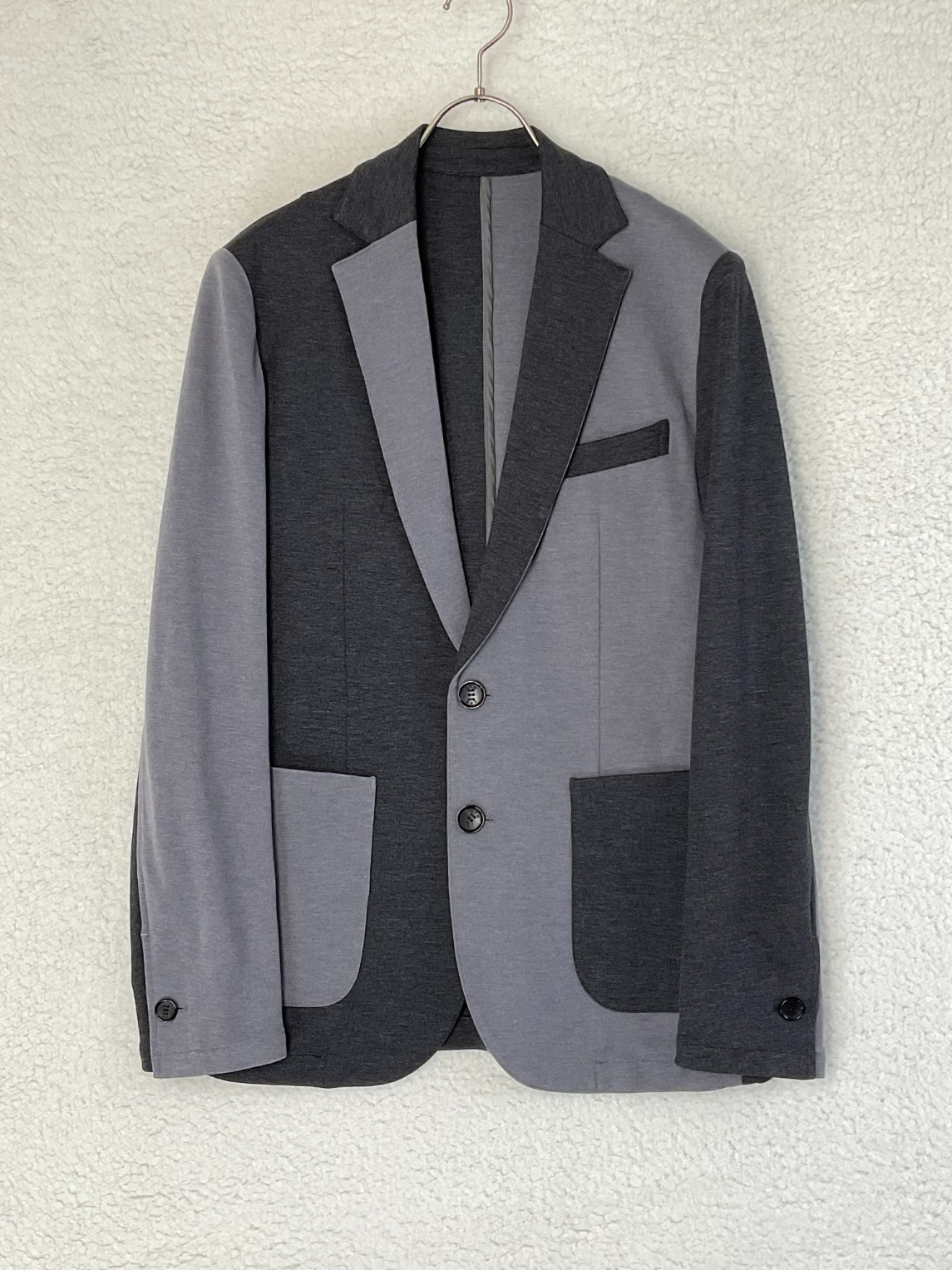 AKM L グレー×ライトグレー DUAL WARM BARE PONTI SWING EASY JACKET