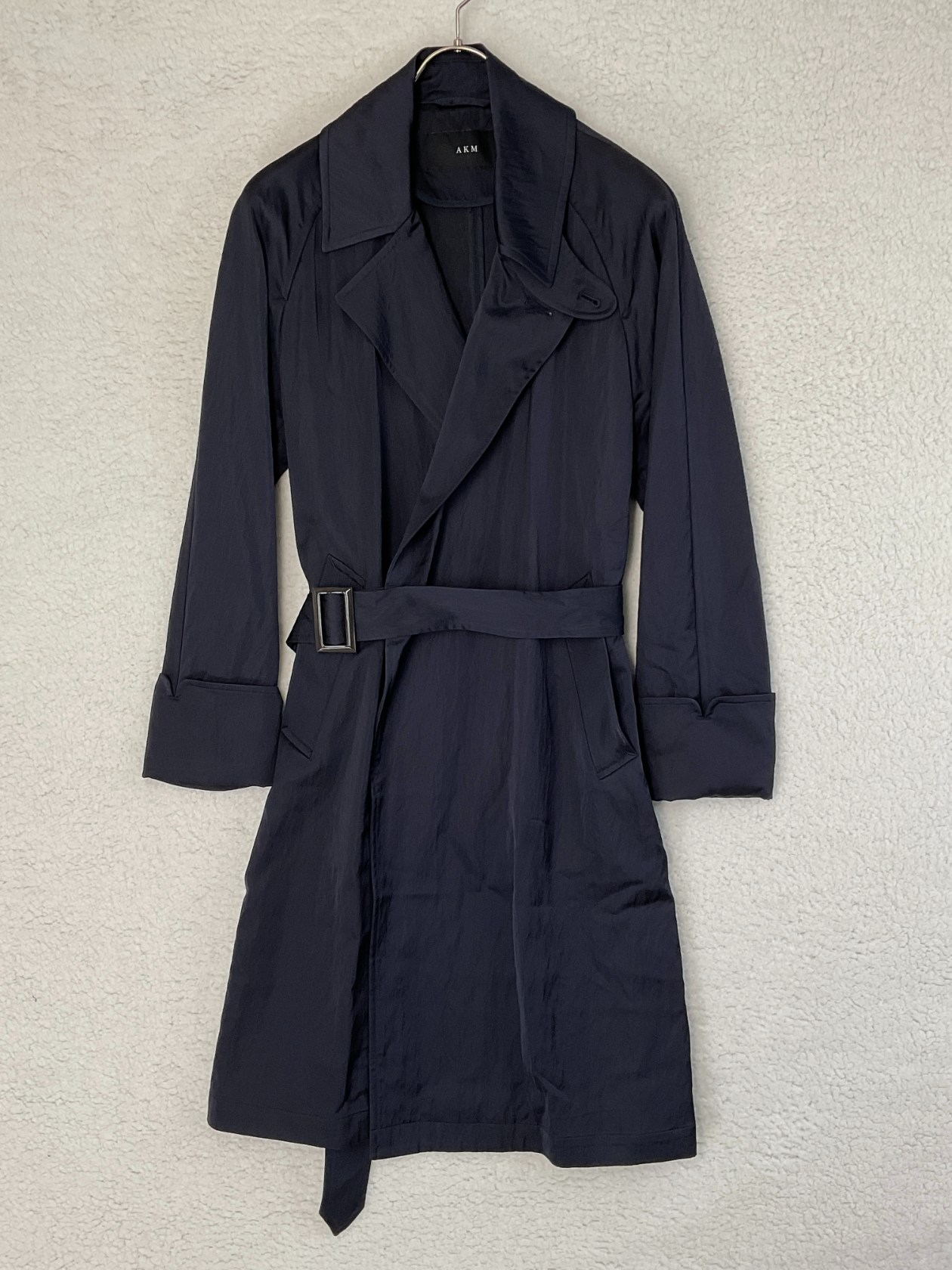 楽天市場】未使用 AKM L ブラック×ダークグレー WRAP HOODED COAT