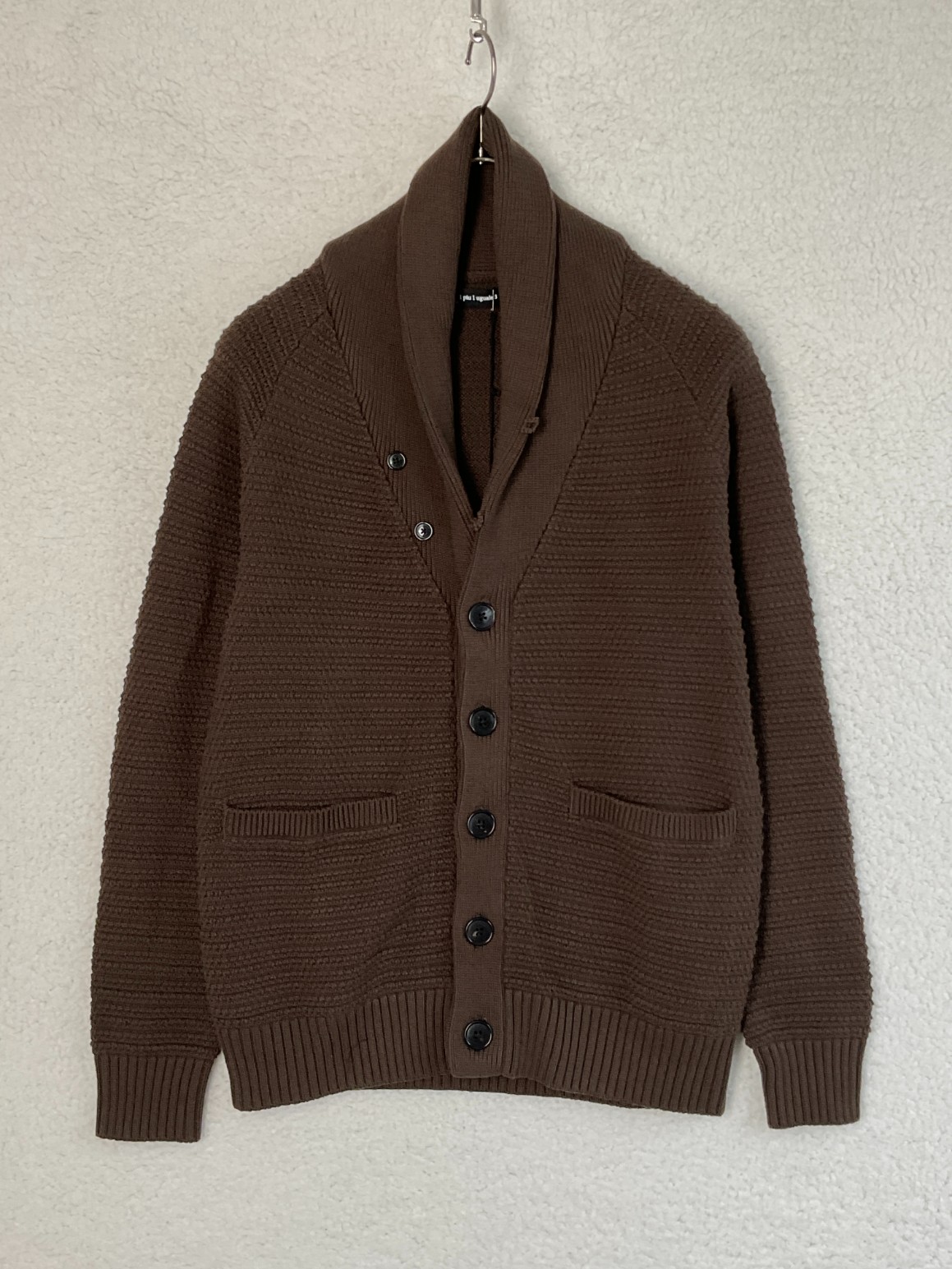 未使用 1piu1uguale3 ウノピゥウ 3 ブラウン RAGLAN SHAWL CARDIGAN　ラグランショールカーディガ
