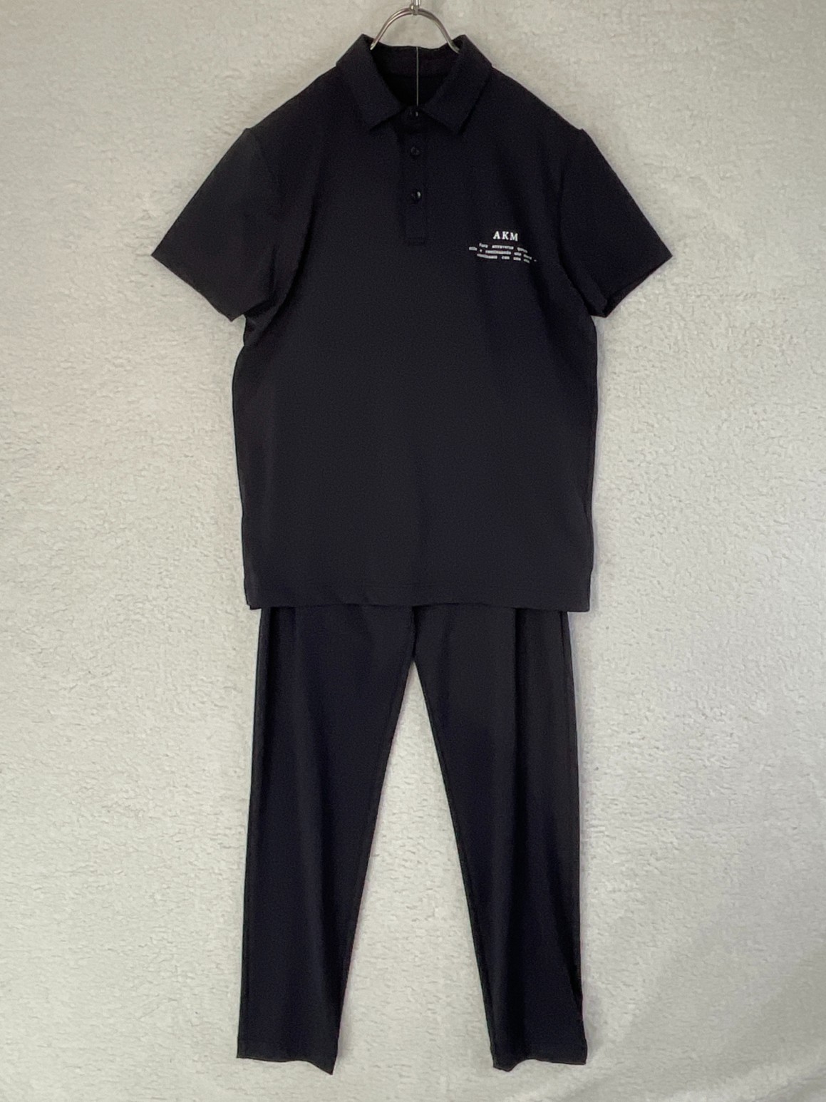 未使用 AKM L ブラック AKM GOLF COLLECTION　SPORT POLO SLACKSセットアップ