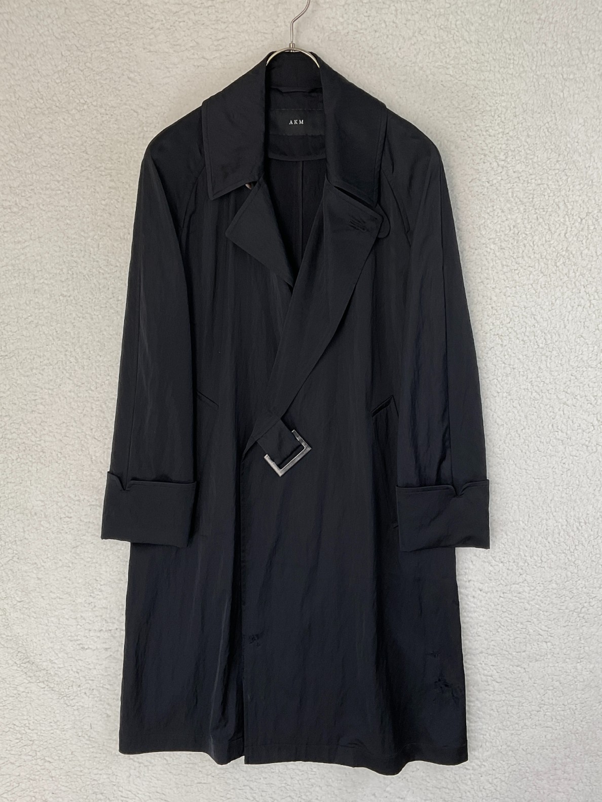 楽天市場】未使用 AKM L ブラック×ダークグレー WRAP HOODED COAT