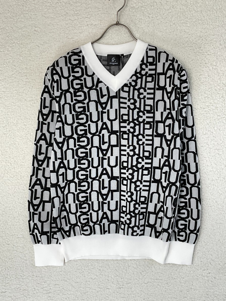楽天市場】未使用 1PIU1UGUALE3 GOLF 4 ベージュ V-NECK KNIT BIG FULL