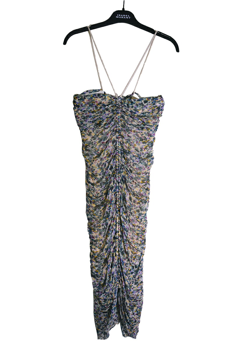 値下げ 未使用品 ISABEL MARANT ETOILE　イザベルマランエトワール 36 マルチカラー フローラル シャーリング ドレス　花柄　ドレス