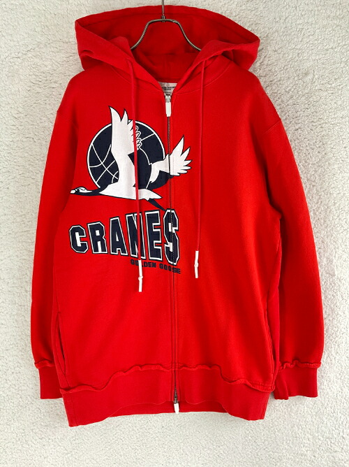 未使用 GOLDEN GOOSE　ゴールデングース S レッド CRANESジップアップフーディー