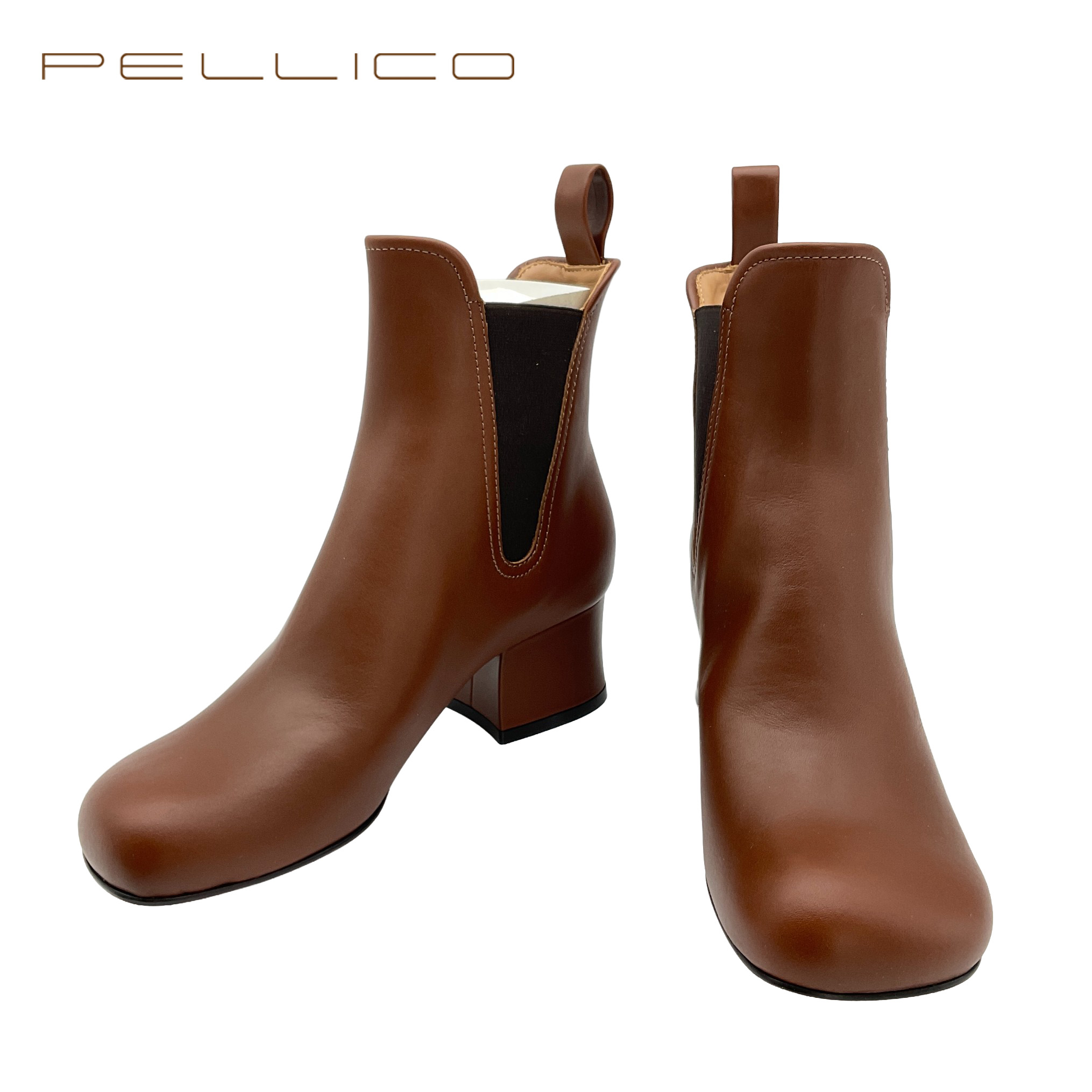 PELLICO　ペリーコ 7509 MILENA 50 TR サイドゴアスクエアトゥレザーブーツ 未使用 34.5 MONKROBE/ブラウン