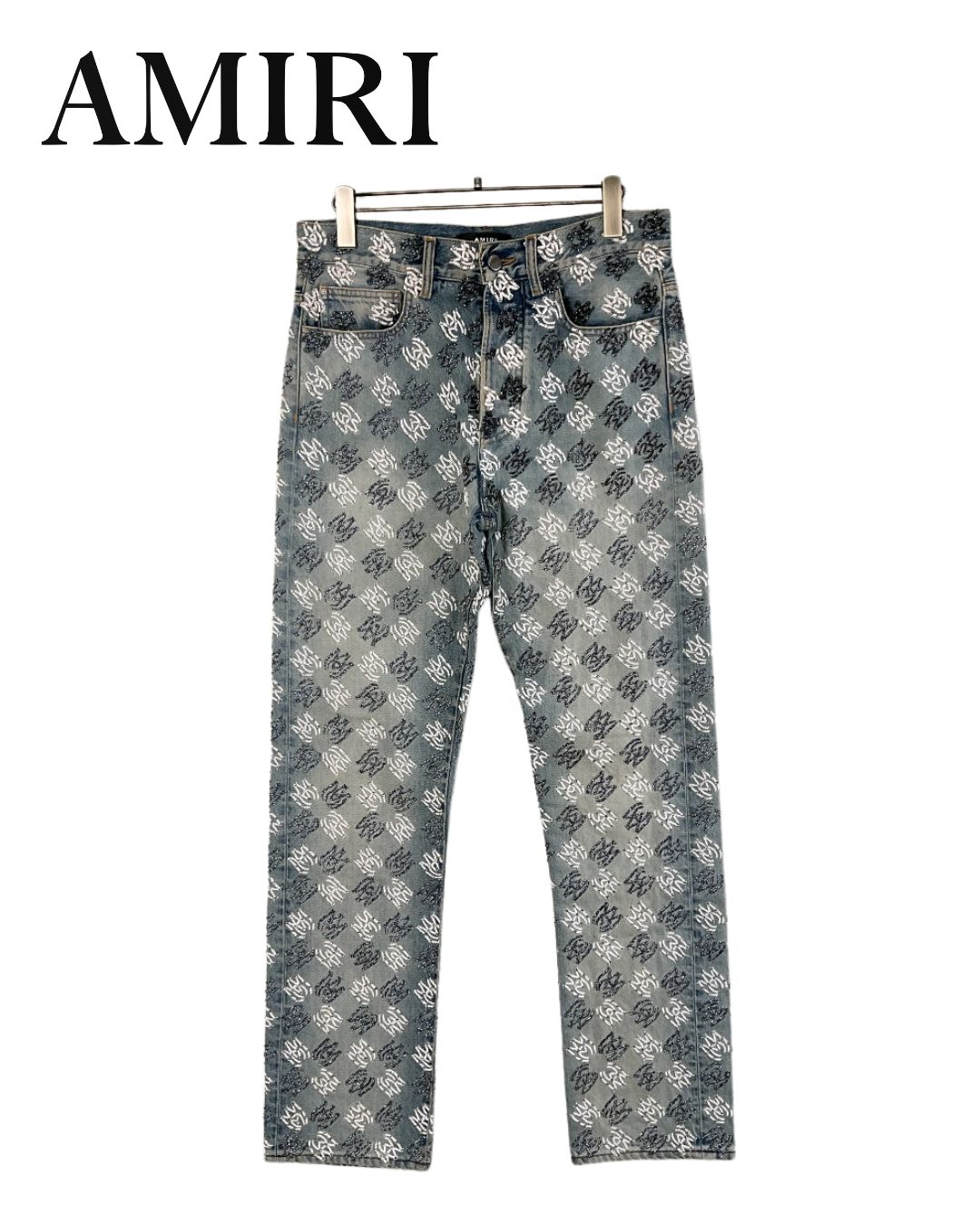 AMIRI AMDNGH10450 マビーデッドテーパードレッグジーンズ　デニムパンツ 美品 30 ウォッシュドブルー&times;クリア&times;グレー&times;ホワイト｜TREND STOCK 店