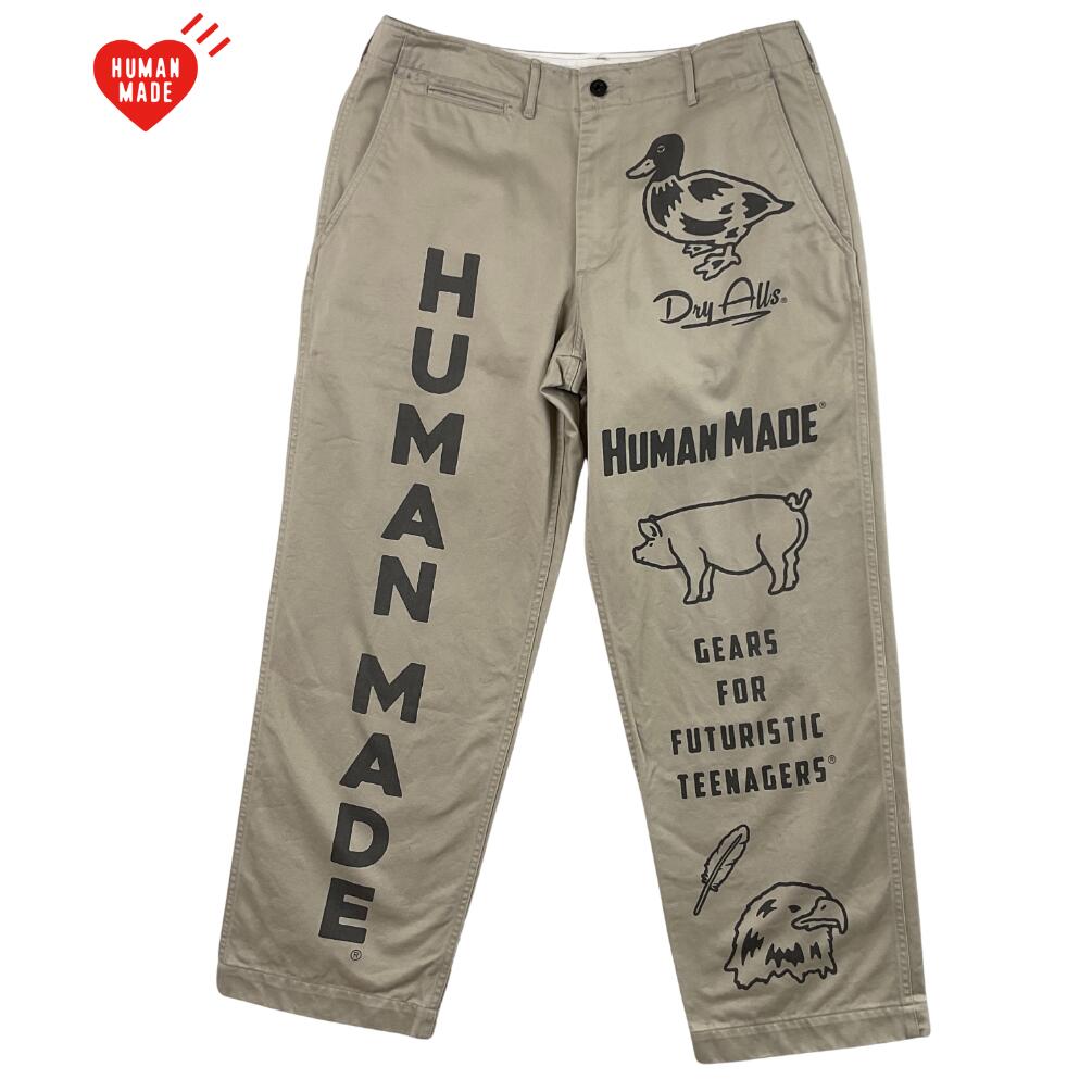 HUMAN MADE ヒューマンメイド グラフィック プリント コットン チノ パンツ M ベージュ｜TREND STOCK 店