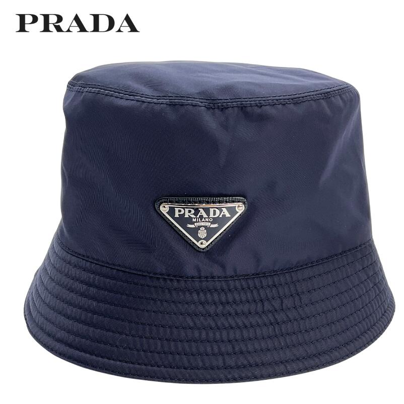 PRADA プラダ P101 2022 29095 Re-Nylon ロゴプレート バケットハット ネイビー L L ネイビー|TREND STOCK 店