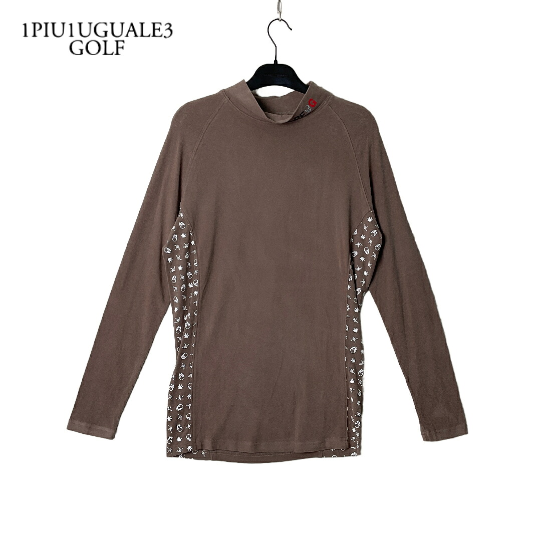1PIU1UGUALE3 GOLF ウノピゥウノ ゴルフ × lucien pellat-finet ルシアン ペラフィネ  ゴルフ  GRT163-ARN027 RAGLAN L/S UV INNER ラグランモックネックカットソー 新品 4 ベージュ