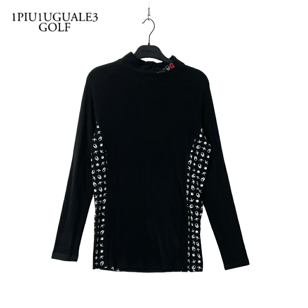 1PIU1UGUALE3 GOLF ウノピゥウノ ゴルフ × lucien pellat-finet ルシアン ペラフィネ  ゴルフ GRT163-ARN027 RAGLAN L/S UV INNER ラグランモックネックカットソー 新品 3 黒いこと