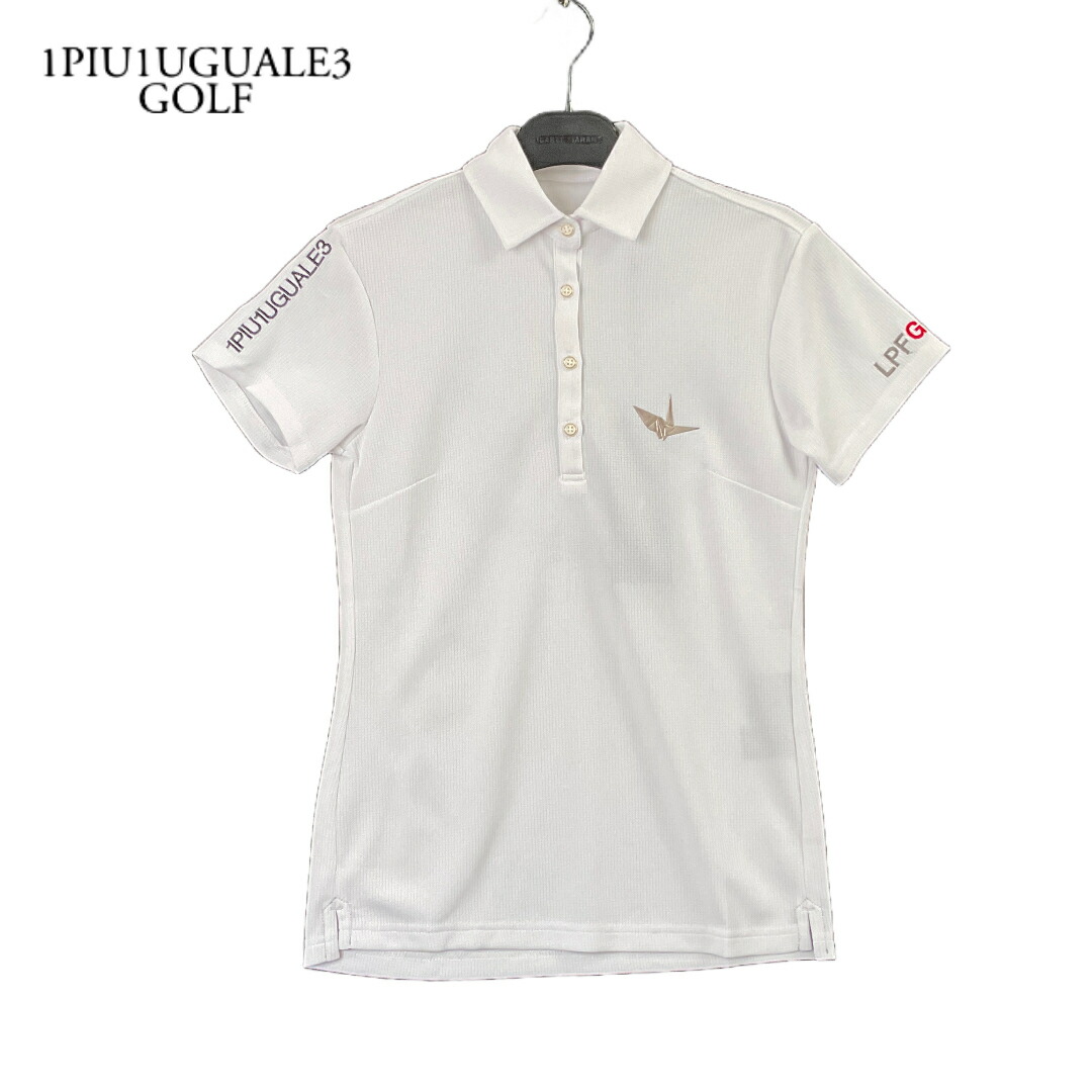 1PIU1UGUALE3 GOLF ウノピゥウノ ゴルフ × lucien pellat-finet ルシアン ペラフィネ ゴルフ GST089-POE321 ペラフィネコラボバックリーフ半袖ポロスシャツ 新品 1 ホワイト