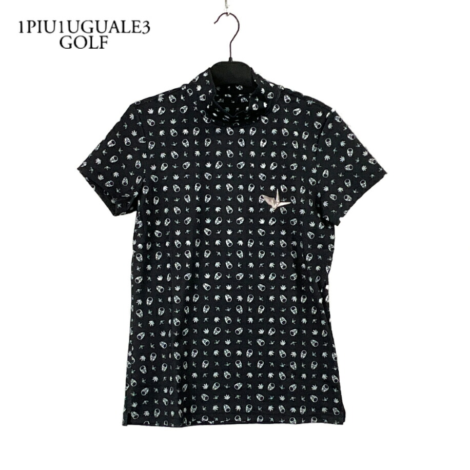 1PIU1UGUALE3 GOLF ウノピゥウノ ゴルフ × lucien pellat-finet ルシアン ペラフィネ ゴルフ GST090-POE322 ペラフィネコラボモックネック半袖シャツ 新品 1 ブラック