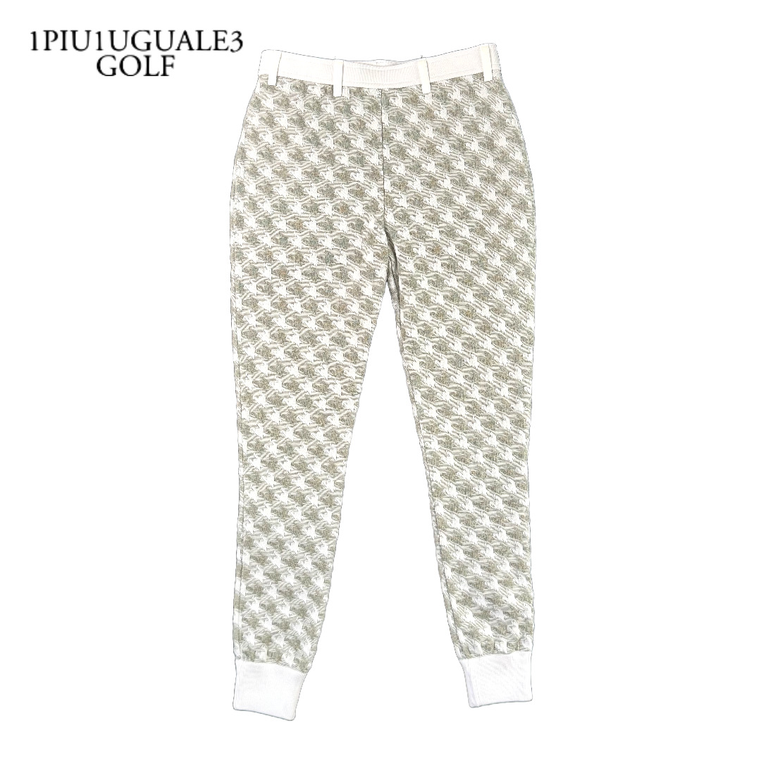 1PIU1UGUALE3 GOLF GRP171-PCT039 千鳥格子リブジョガーパンツ 新品 4 ホワイト