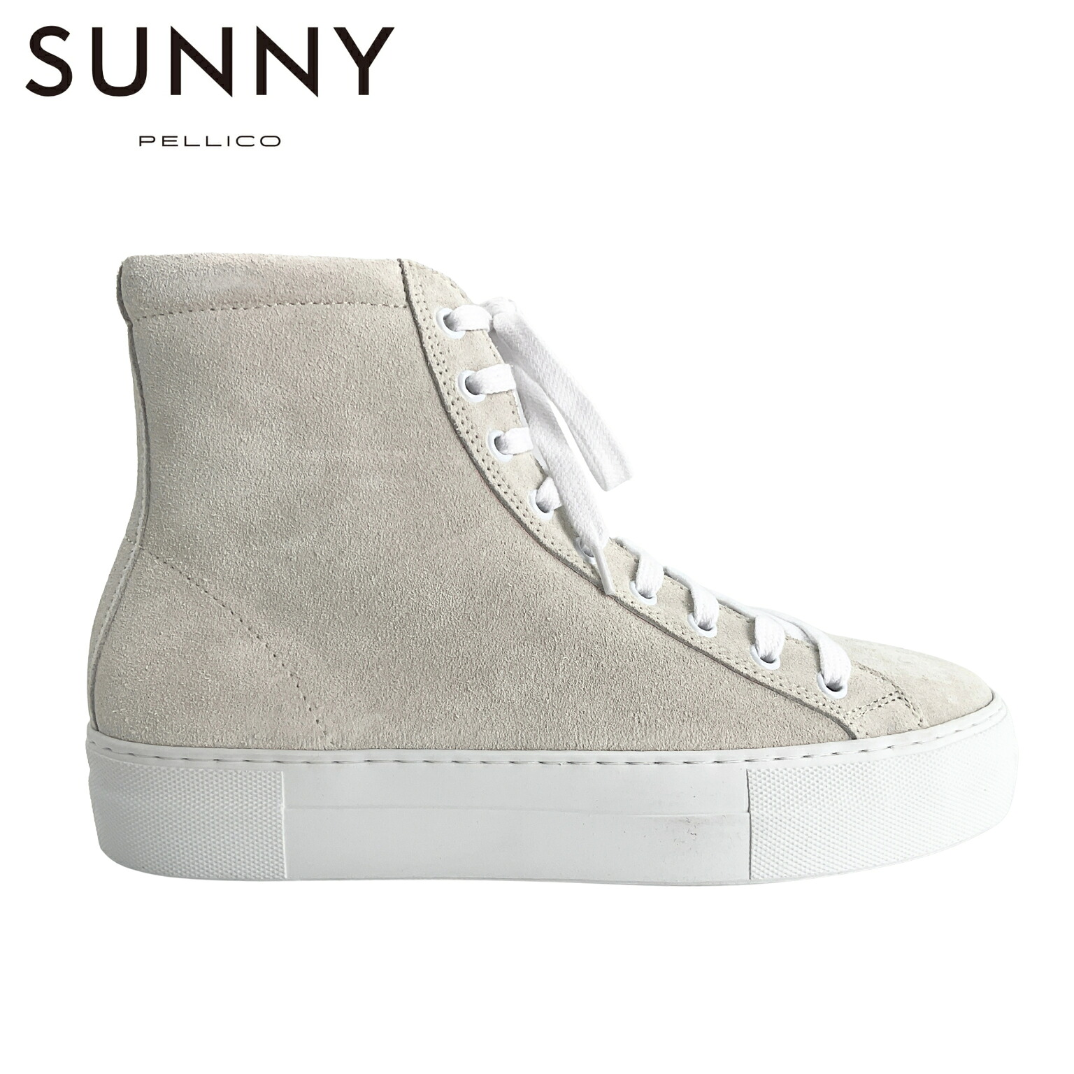 PELLICO SUNNY ペリーコサニー PM24-M029 SUEDE GIOIA スウェードレザー サイドジップレースハイカットスニーカー 未当て嵌める品 39 LATTE/象牙色