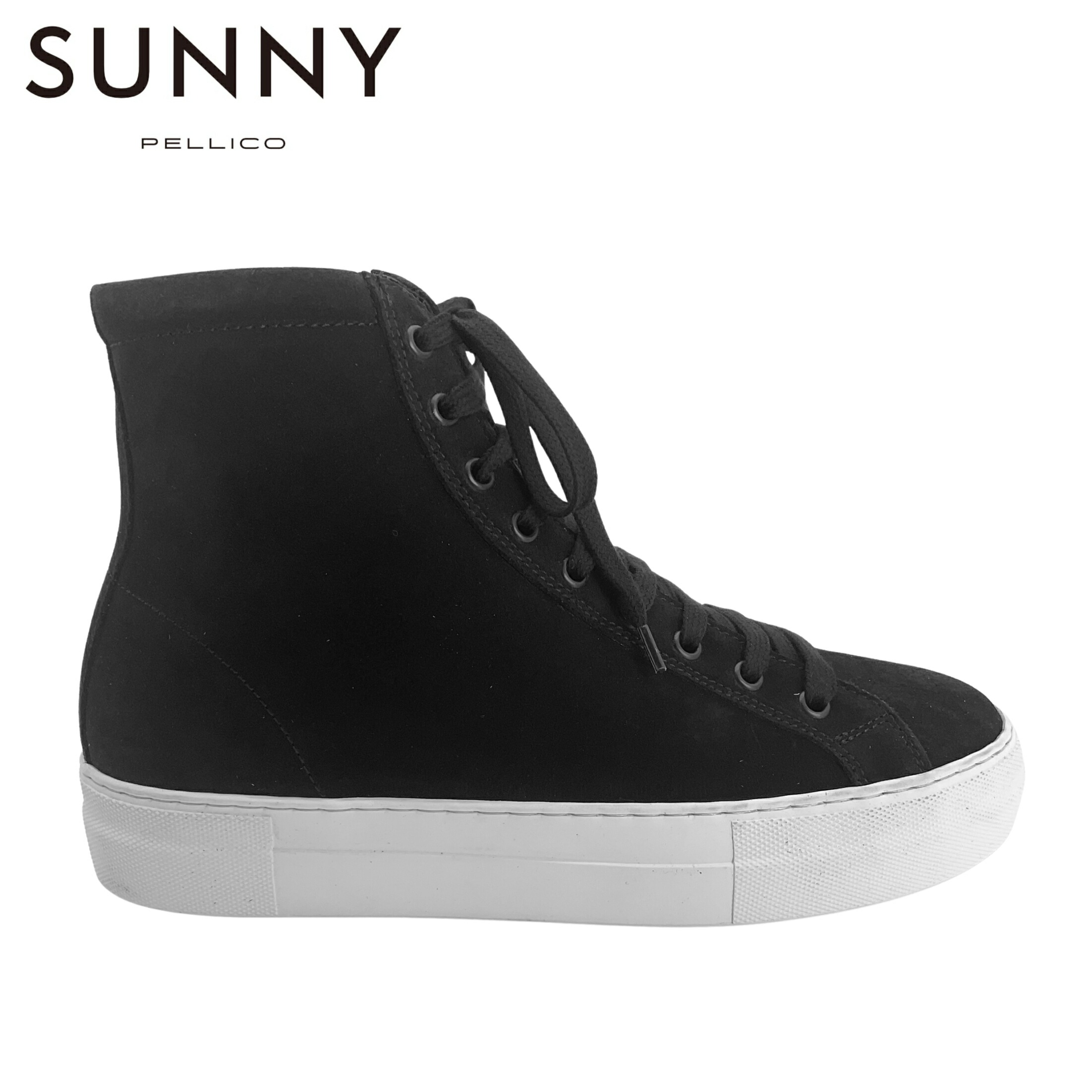 PELLICO SUNNY ペリーコサニー PM24-M029 SUEDE GIOIA スウェードレザー サイドジップレースハイカットスニーカー 未当て嵌める品 41 NERO/黒いこと