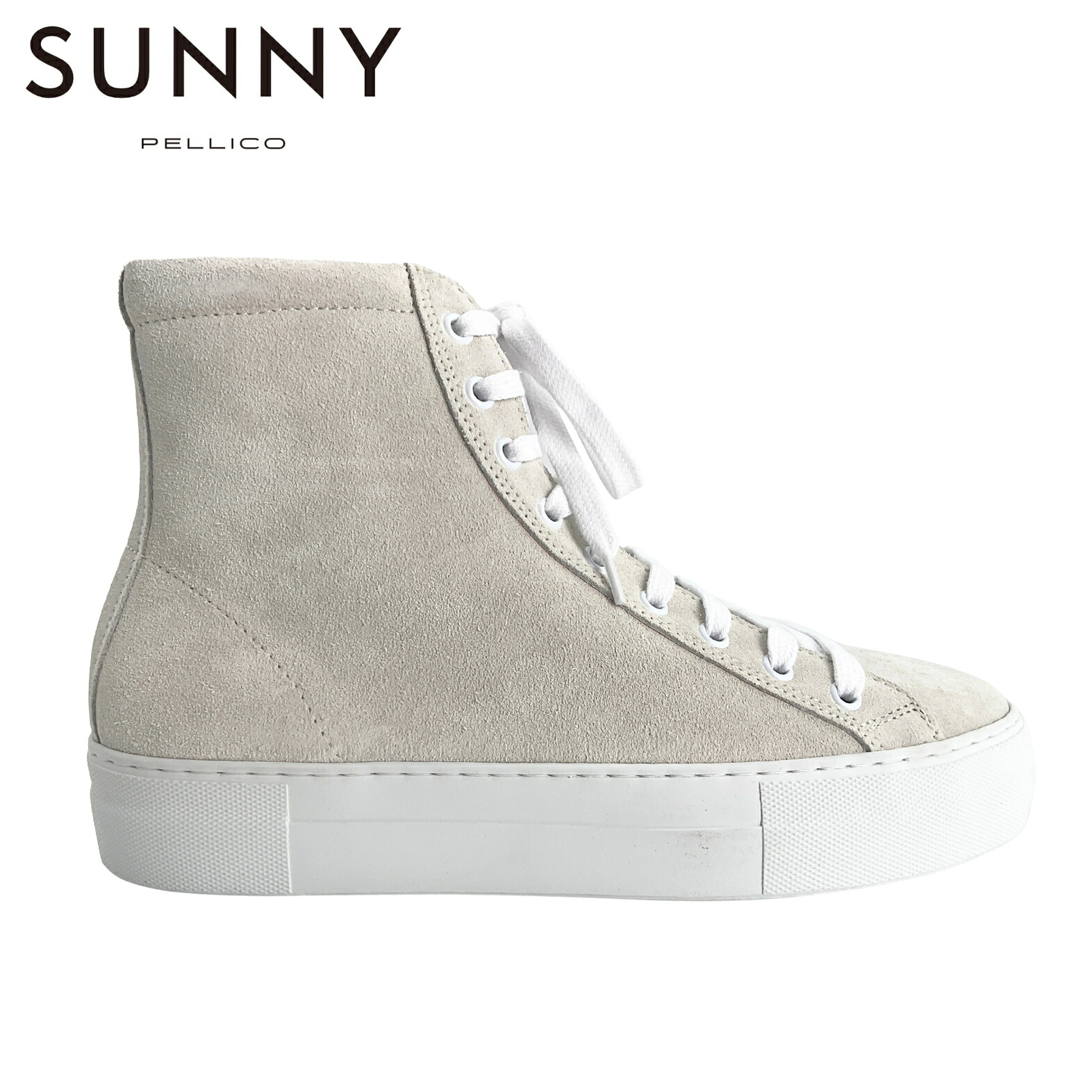 PELLICO SUNNY PM24-M029 SUEDE GIOIA スウェードレザー サイドジップレースハイカットスニーカー 未当て嵌める品 39 LATTE/象牙色