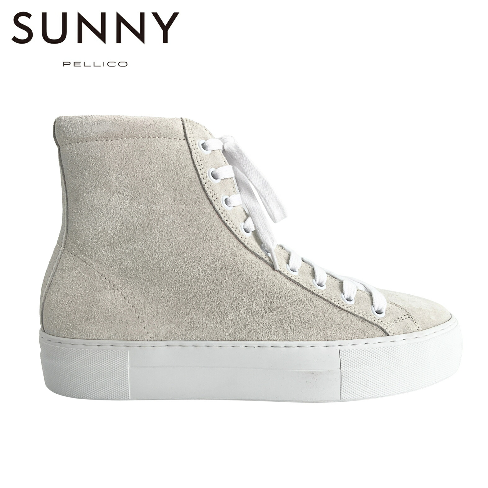 PELLICO SUNNY PM24-M029 SUEDE GIOIA スウェードレザー サイドジップレースハイカットスニーカー 未当て嵌める品 41 LATTE/象牙色
