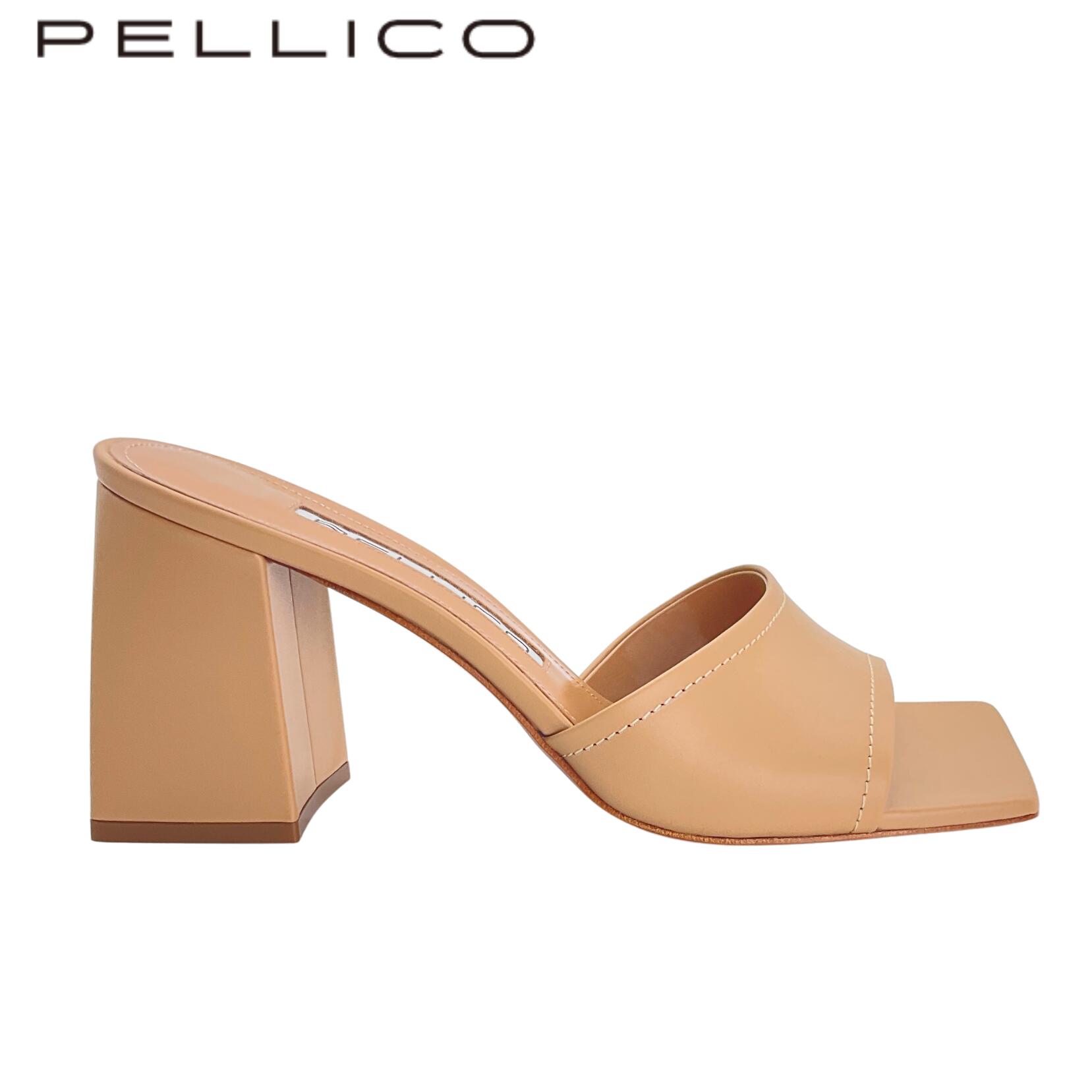 【新品未当て嵌める】PELLICO ペリーコ 6367 ALICE 80 SA スクエアトゥヒールサンダル ミュール レディース 定め事品 size 38.5 ベージュ