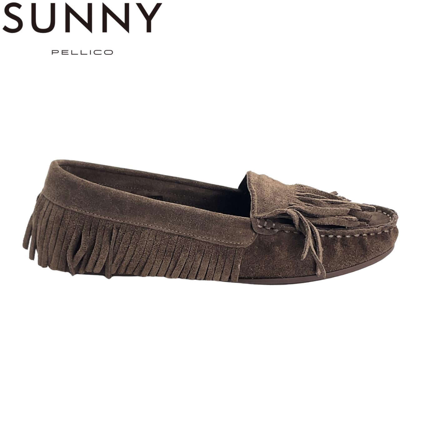 PELLICO SUNNY PES-158015 SERRAJE スエードフリンジモカシンシューズ 未当て嵌める 38 濃灰色薄墨色