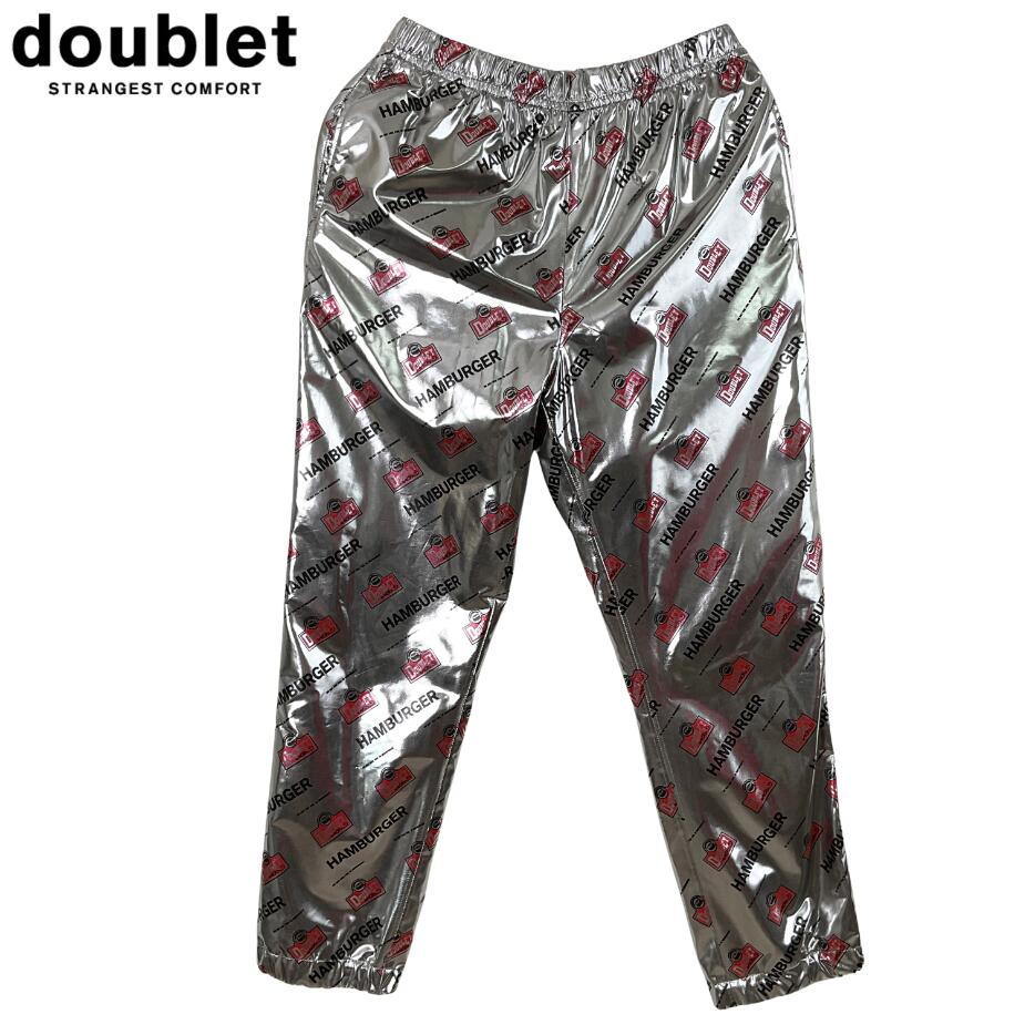 Doublet - HAMBURGER WRAPRING PANTS 総柄プリントパンツ ハット付き S シルバーxレッドxブラック｜TREND STOCK 店